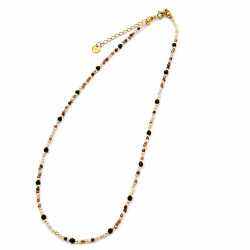 Naszyjnik Stal 316L [ mix kamień 2 mm 40+5 cm ] - MF43791