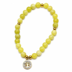 Bransoletka Stal 316L [ cytryn jadeit 6 mm ] - MF43708-1
