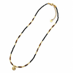 Naszyjnik Stal 316L [ oko tygrysa + turmalin czarny + hematyt 40+5 cm ] - MF43789