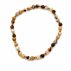Bransoletka z kamieni naturalnych Stal 316L [ jaspis zebra 4 mm ] - MF43695-4