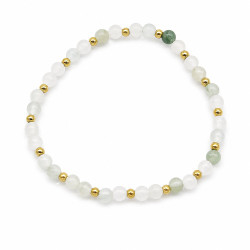 Bransoletka z kamieni naturalnych Stal 316L [ zielony jadeit 4 mm ] - MF43703-4