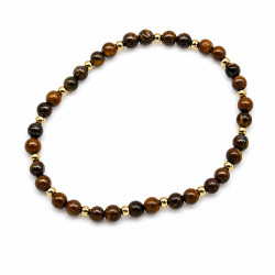 Bransoletka z kamieni naturalnych Stal 316L [ tygrysie oko 4 mm ] - MF43671-4