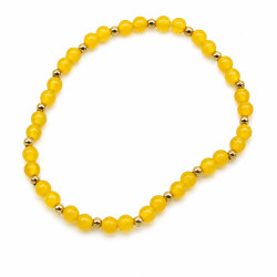 Bransoletka z kamieni naturalnych Stal 316L [ agat zółty 4 mm ] - MF43679-4