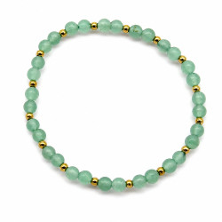Bransoletka z kamieni naturalnych Stal 316L [ awenturyn zielony 4 mm ] - MF43685-4