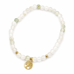 Bransoletka z kamieni naturalnych Stal 316L [ jadeit zielony 4 mm + drzewko ] - MF43703-4A
