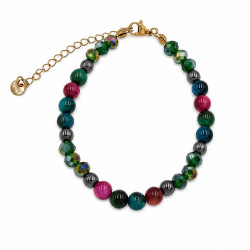 Bransoletka Stal 316L [ mix agat + hematyt 17 + 5 cm ] - MF45025