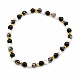 Bransoletka z kamieni naturalnych Stal 316L 3 mm [ obsydian howlit jaspis 4 mm ] - MF437008191