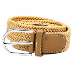 Pasek pleciony gumowany unisex [ ciemny beż 3,2 x 102 cm ] - MF3927-5A