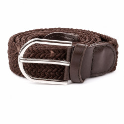 Pasek pleciony gumowany unisex [ brązowy 3,2 x 102 cm ] - MF3927-1A