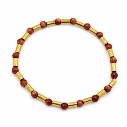 Bransoletka Stal 316L [ hematyt + piasek pustyni 4 mm ] - MF4367195