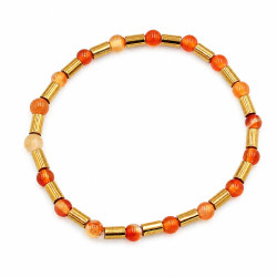 Bransoletka Stal 316L [ hematyt + agat naturalny 4 mm ] - MF4370195