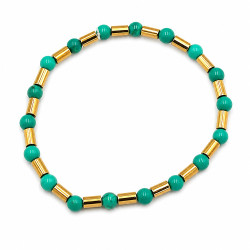 Bransoletka Stal 316L [ hematyt + turkus 4 mm ] - MF4367395