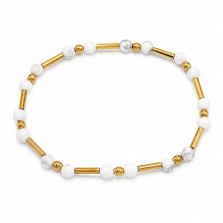 Bransoletka z kamieni naturalnych [ howlit+hematyt 4 mm ] - MF43999670