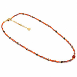 Naszyjnik Merebilo Stal 316L [ karneol z rodonitem 40+5 cm ] - MF45082-1