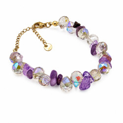 Bransoletka Merebilo Stal 316L [ ametyst 16+5 cm ] - MF42275B-1