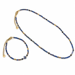 Naszyjnik+Bransoletka Merebilo Stal 316L [ chalcedon niebieski ] - MF4508485-1
