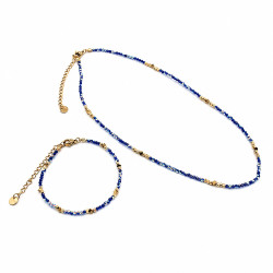 Naszyjnik + Bransoletka Merebilo Stal 316L [ szafir kryształ opal 40+5 cm ] - MF4508889-3