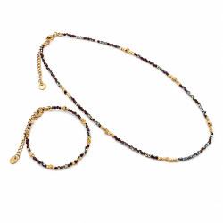 Naszyjnik + Bransoletka Merebilo Stal 316L [ fiolet kryształ opal ] - MF4508889-4