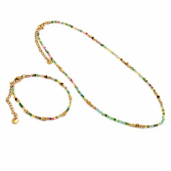Naszyjnik + Bransoletka Merebilo Stal 316L [ wielokolorowe kryształki ] - MF4508889-6