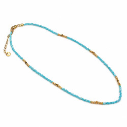 Naszyjnik Merebilo Stal 316L [ błękitny kryształ opal 40+5 cm ] - MF45088-5