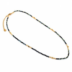 Naszyjnik Merebilo Stal 316L [ czarny kryształ opal 40+5 cm ] - MF45088-1