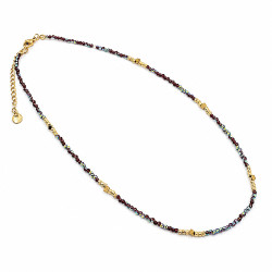 Naszyjnik Merebilo Stal 316L [ fiolet kryształ opal 40+5 cm ] - MF45088-4